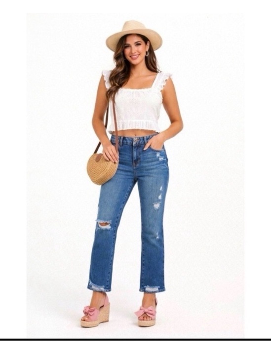 Denim - 1822 DENIM RIPPED RELAXED STRAIGHT LEG JEANS